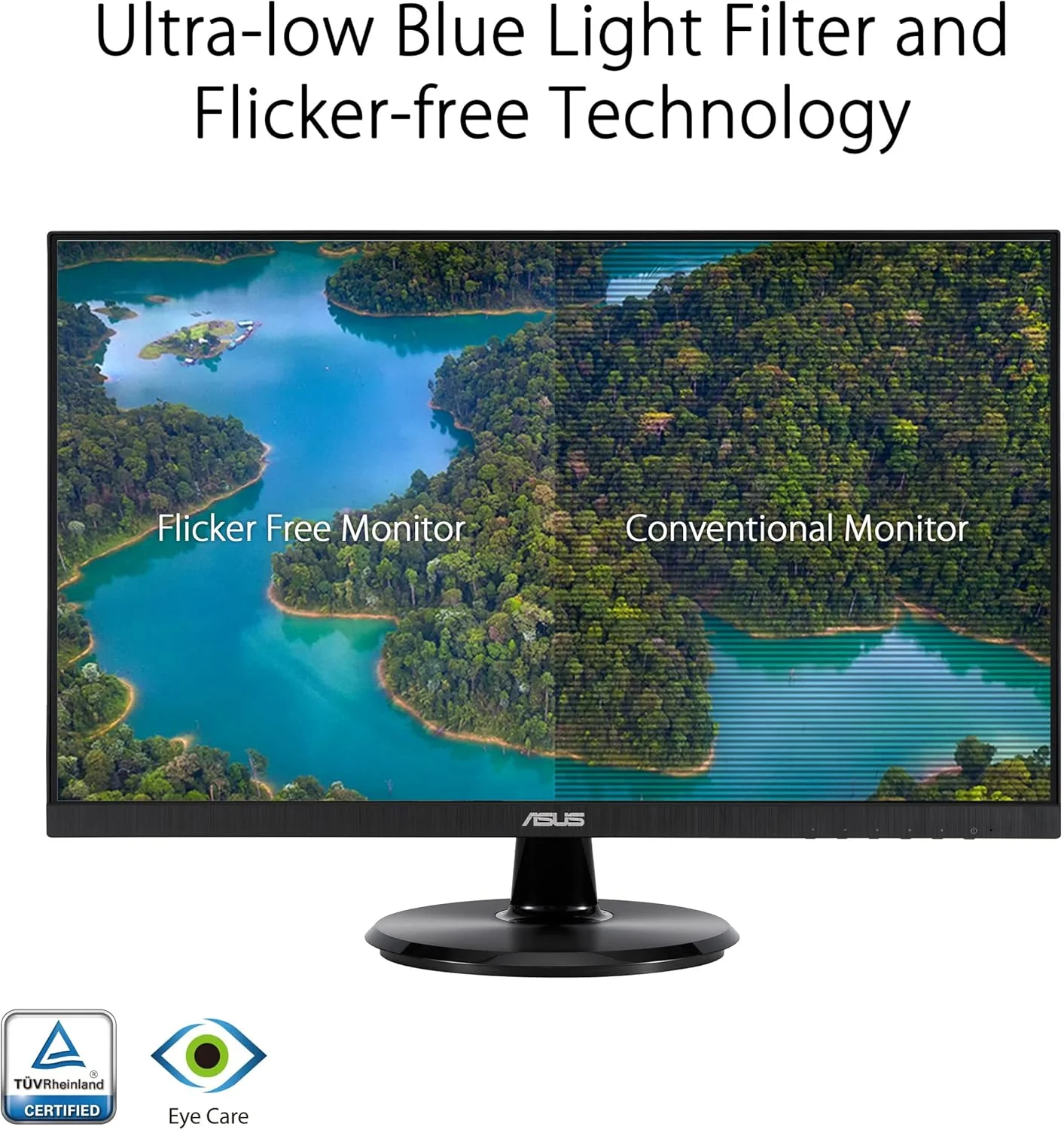 ASUS 24” (23.8-inch viewable) 1080P Eye Care Monitor (VA24DQF) - IPS, Full HD, Frameless, 100Hz, 1ms, Adaptive-Sync, for Working and Gaming, Low Blue Light, Flicker Free, DisplayPort (Certified Refurbished) - Image 4