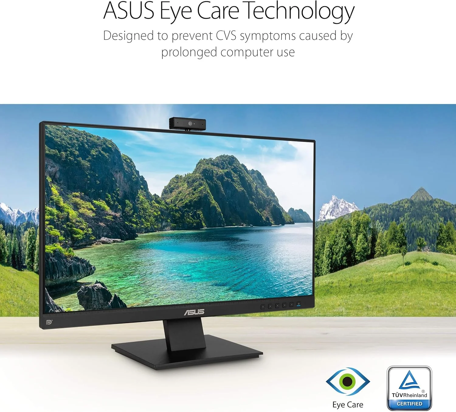 ASUS BE24EQK 23.8” Business Monitor with Webcam, 1080P Full HD IPS, Eye Care, DisplayPort HDMI, Frameless, Built-in Adjustable 2MP Webcam, Mic Array, Stereo Speaker, Video Conference (Certified Refurbished) - Image 9