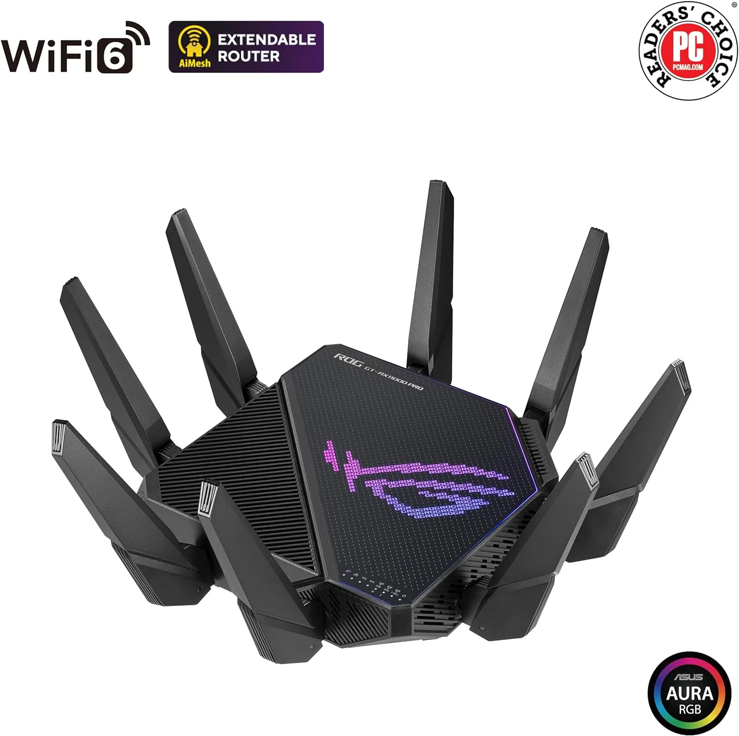 ASUS ROG Rapture GT-AX11000 Pro Tri-Band WiFi 6 Extendable Gaming Router, 10G & 2.5G Ports, ASUS RangeBoost Plus, Triple-level Game Acceleration, Subscription-free Network Security, AiMesh Compatible (Certified Refurbished) - Image 6