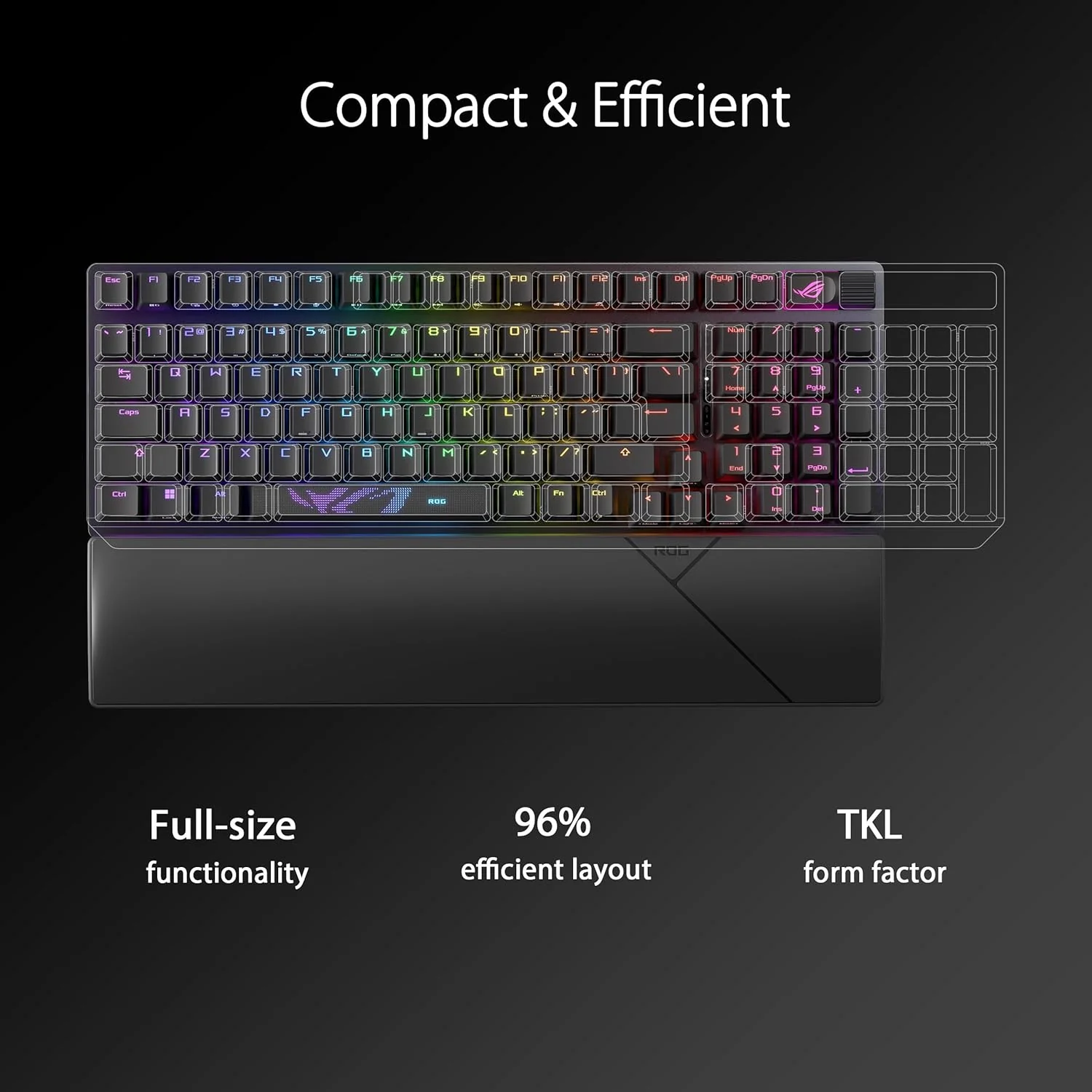 ASUS ROG Strix Scope II 96 Wireless Gaming Keyboard, Tri-Mode Connection, Dampening Foam & Switch-Dampening Pads, Hot-Swappable Pre-lubed ROG NX Snow Switches, PBT Keycaps, RGB-Black (Certified Refurbished) - Image 8