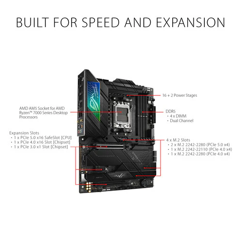 ASUS ROG Strix X670E-F Gaming WIFI6E Socket AM5 (LGA 1718) Ryzen 7000 Gaming Motherboard(PCIe 5.0, DDR5,16 + 2 Power Stages,Four M.2 Slots (Certified Refurbished) - Image 2