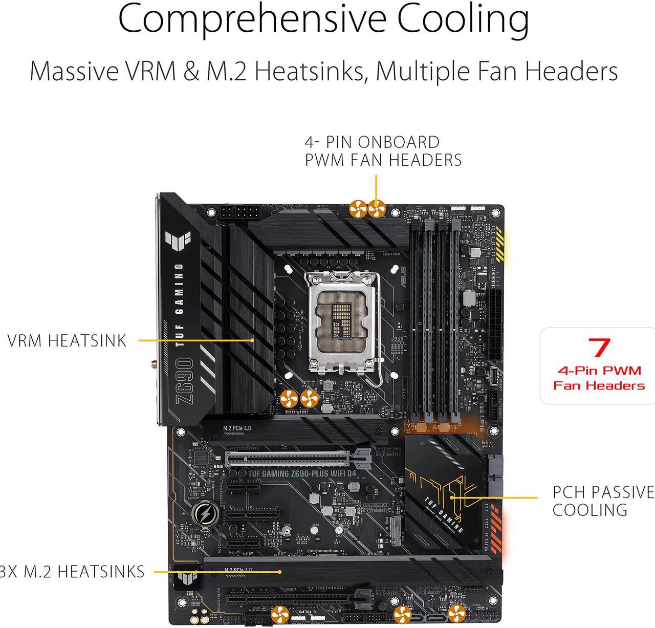 ASUS TUF Gaming Z690-Plus WiFi LGA 1700 (Intel12th Gen) ATX Gaming Motherboard (PCIe 5.0,4xNVMe SSD,14+2 power stages,WiFi 6,2.5Gb LAN,front USB 3.2 Gen 2 Type-C ports,Thunderbolt 4)(Certified Refurbished) - Image 2