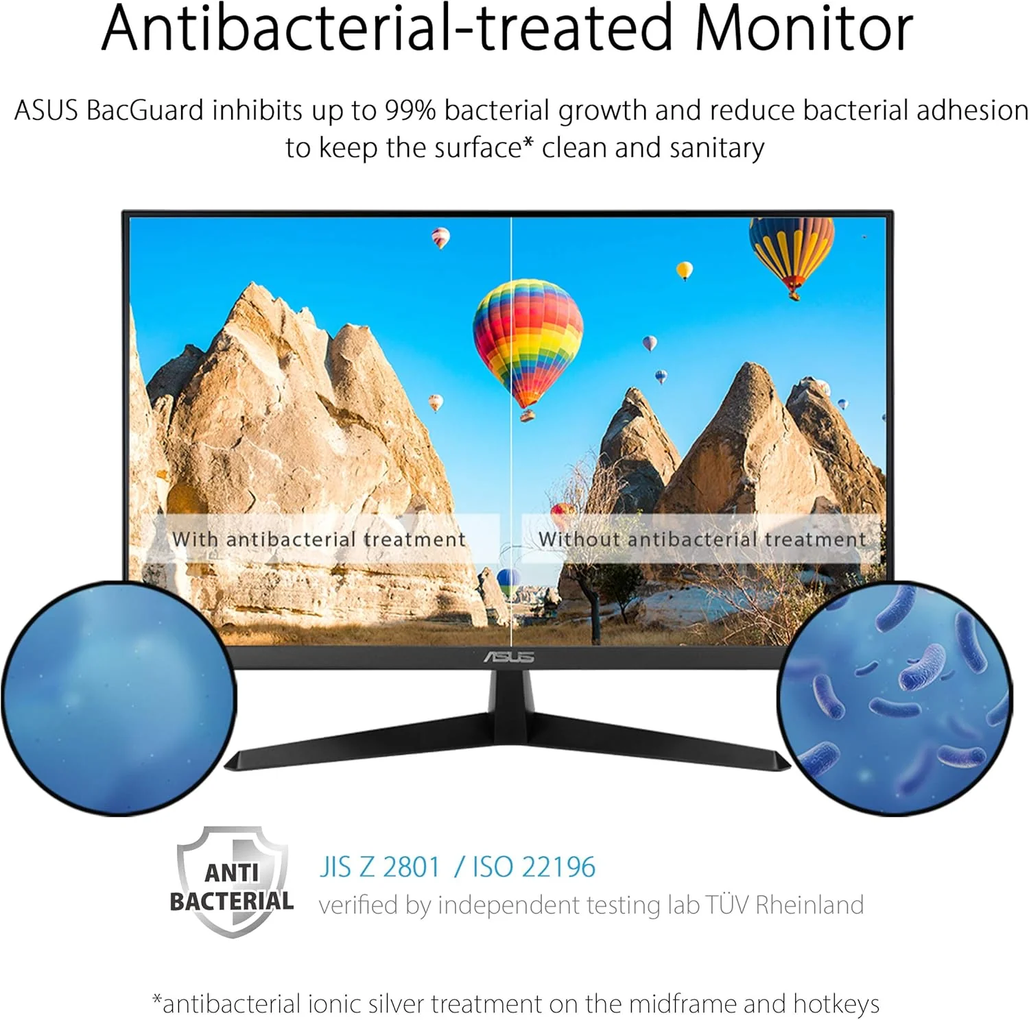 Asus 27 inch VY279HE Monitor | 1080P Full HD | 75Hz | Adaptive-Sync/FreeSync | Eye Care Plus, Color Augmentation, Antibacterial Surface | HDMI, VGA (Certified Refurbished) - Image 7