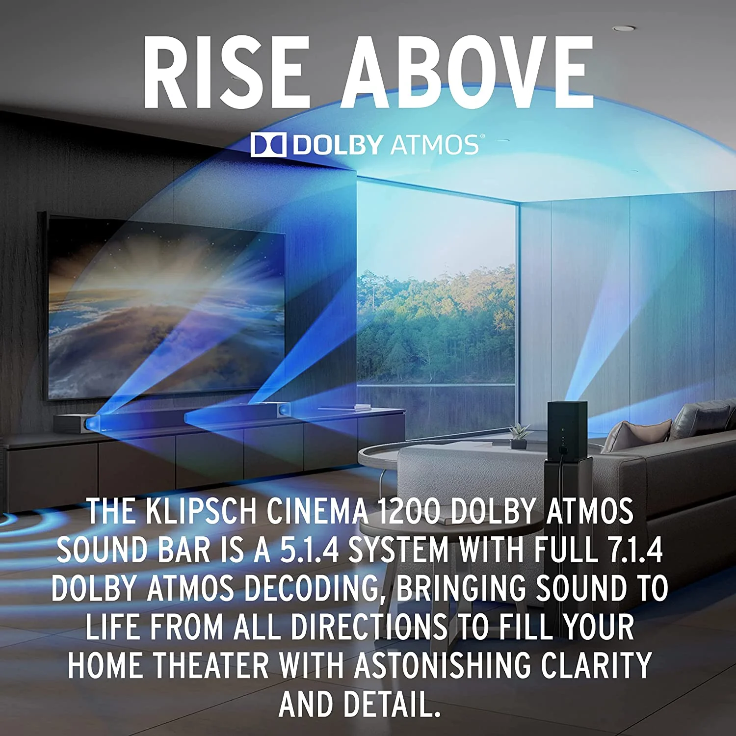 Klipsch Cinema 1200 5.1.4 Dolby Atmos Sound Bar and Surround Sound System (Certified Refurbished) - Image 2