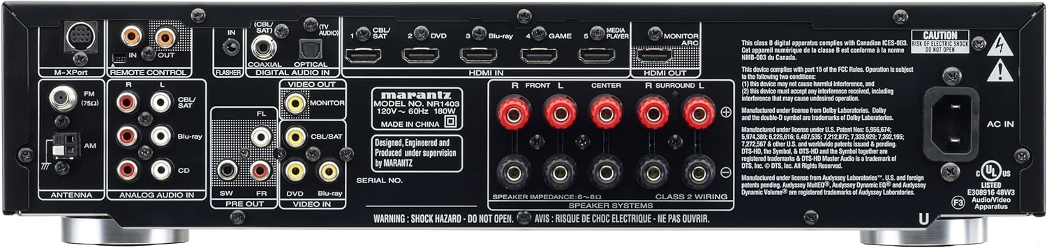 Marantz NR1403 Slim Line 5.1-Channel Home Theater AV Receiver (Certified Refurbished) - Image 4