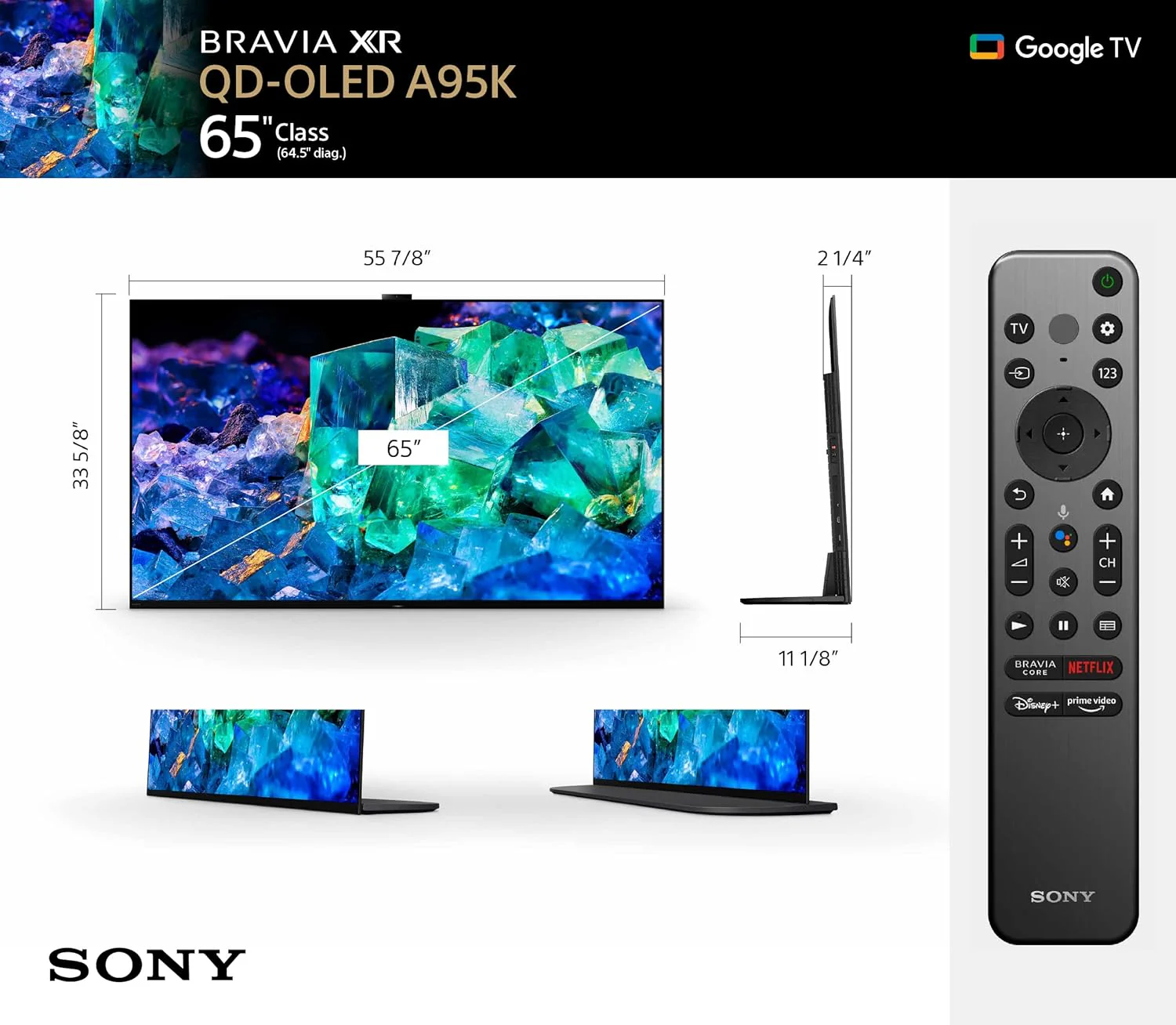 Sony XR-65A95K 65 inch BRAVIA XR OLED 4K Ultra HD HDR QD-OLED Smart Google TV with Dolby Vision & Atmos (Refurbished) - Image 6