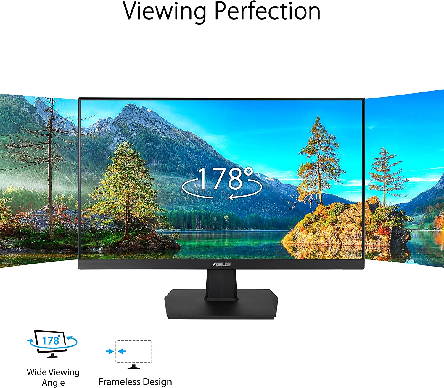 ASUS VA247HE Eye Care Monitor – 24 inch (23.8 inch viewable), Full HD, Frameless, 75Hz, Adaptive-Sync/FreeSync™, Low Blue Light, Flicker Free, Wall Mountable (Certified Refurbished) - Image 3