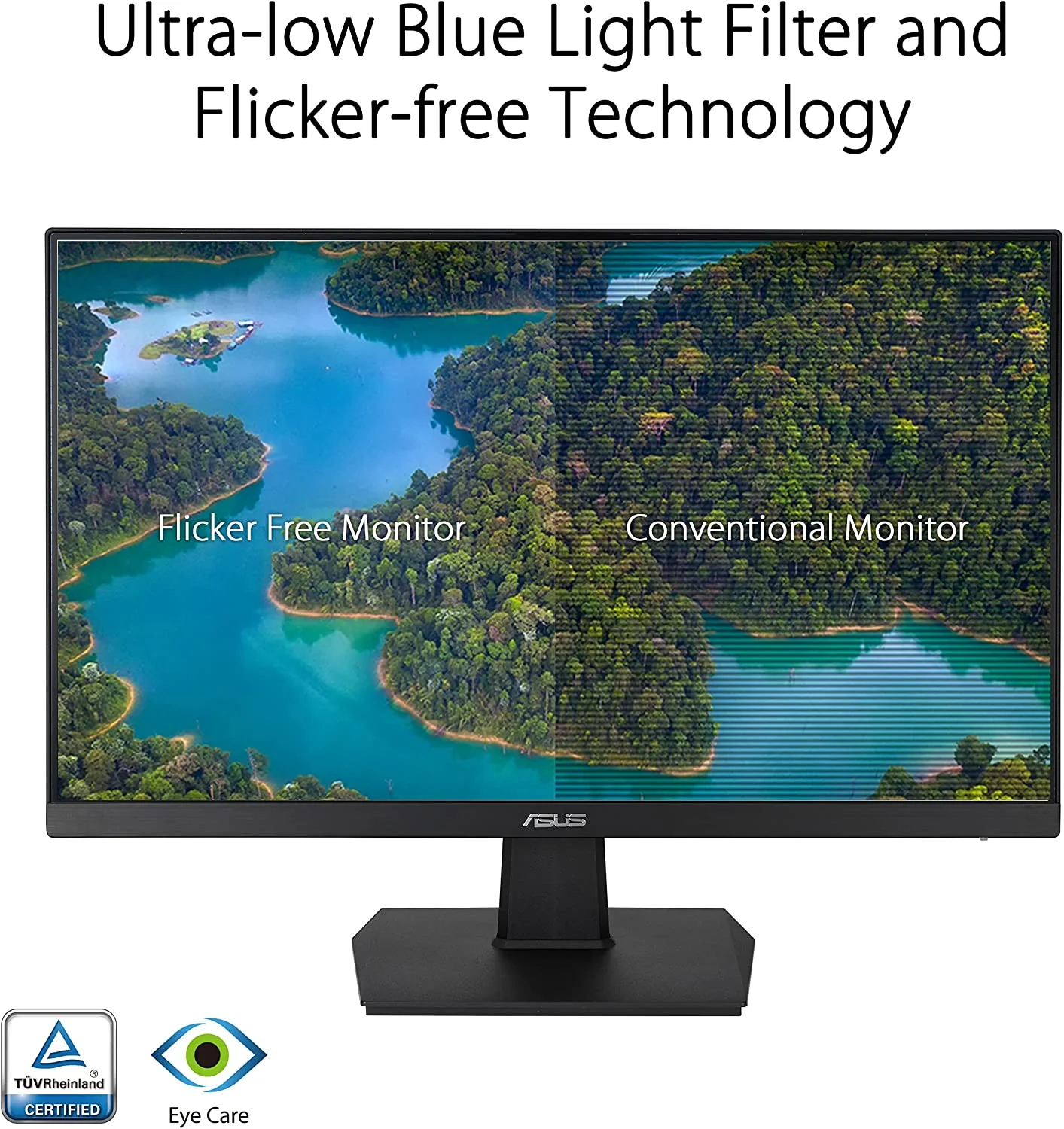 ASUS VA247HE Eye Care Monitor – 24 inch (23.8 inch viewable), Full HD, Frameless, 75Hz, Adaptive-Sync/FreeSync™, Low Blue Light, Flicker Free, Wall Mountable (Certified Refurbished) - Image 5