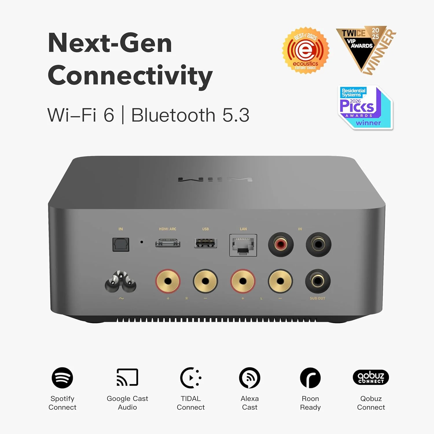 WiiM Amp Ultra with Voice Remote 2 | 100W Streaming Amplifier with Premium ESS ES9039Q2M DAC & Dual TI TPA3255 Amps | Built-in RoomFit EQ & Touchscreen | HDMI ARC, Optical, RCA Inputs (Certified Refurbished) - Image 8