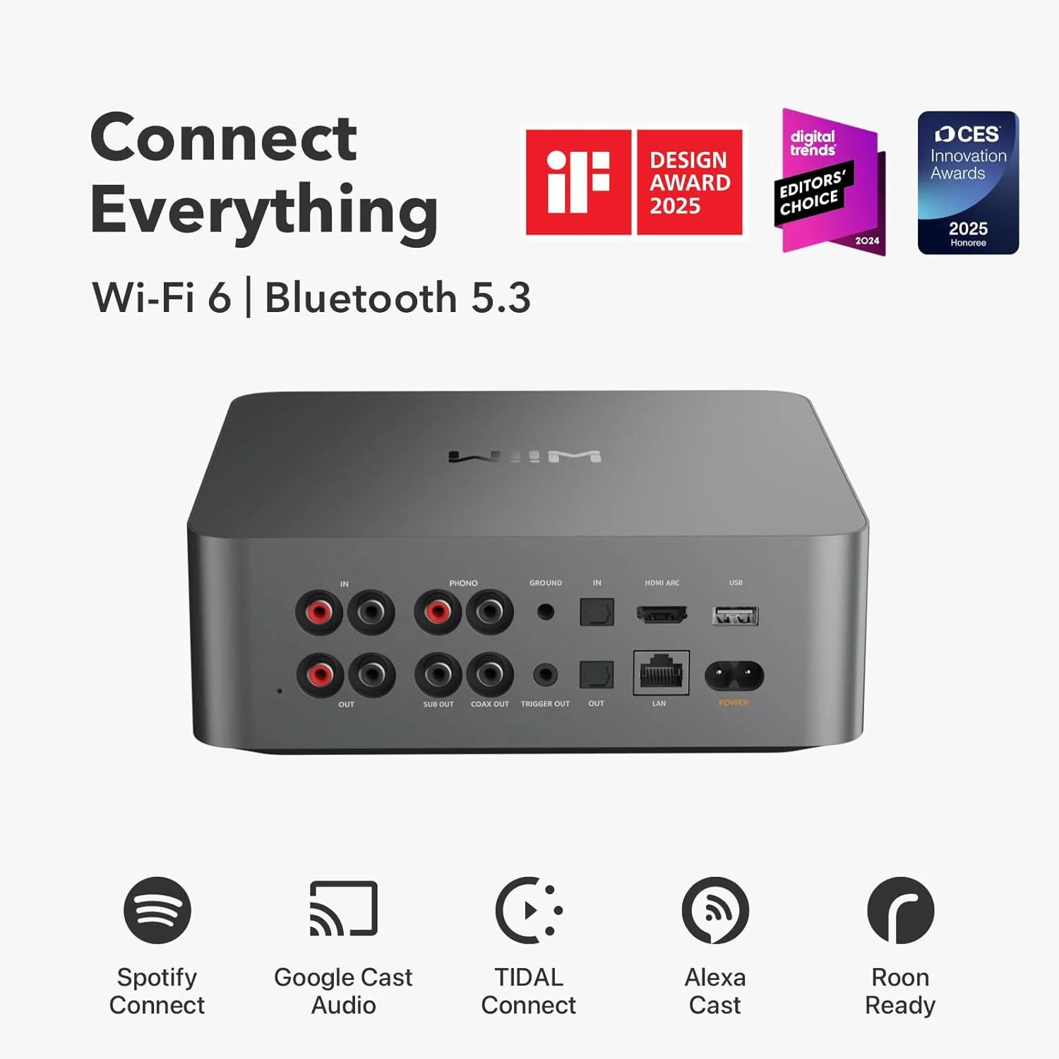 WiiM Ultra Music Streamer & Digital Preamp | 3.5" Touchscreen, Compatible with Google Cast & Alexa, Stream Spotify, Amazon Music, Tidal & More | HDMI ARC, Phono Input & Headphone Output (Certified Refurbished) - Image 2