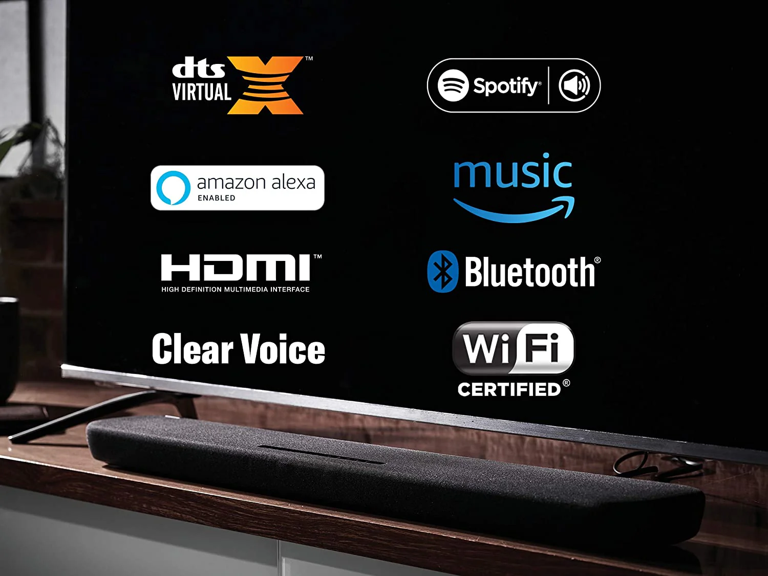 Yamaha Yas-109 Sound Bar with Built-In Subwoofers, Bluetooth, Alexa Voice Control Built-In, Wi-Fi, HDMI Capable, HDMI ARC, DTS Virtual X, Spotify (Certified Refurbished) - Image 4